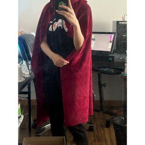 Velvet Wine Maroon Red Cape for Cosplay Halloween Outfit Black String